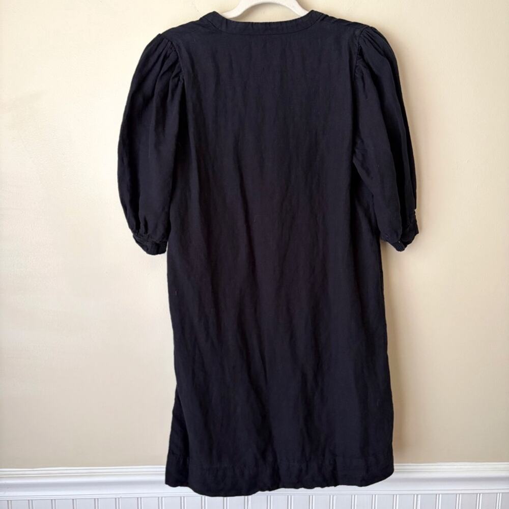 Lilly Pulitzer | Mialeigh Linen Mini Dress Elbow Puff Sleeves Relaxed Black SZ 0 - Picture 7 of 9